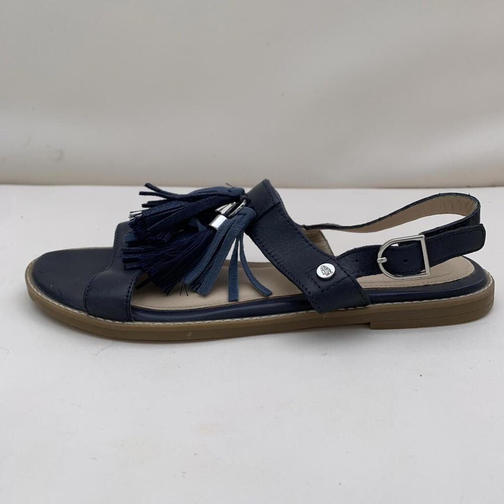 Hush puppies women's Chrissie tassel flat sandals Blue Leather  - size 7.5 - Picture 4 of 11